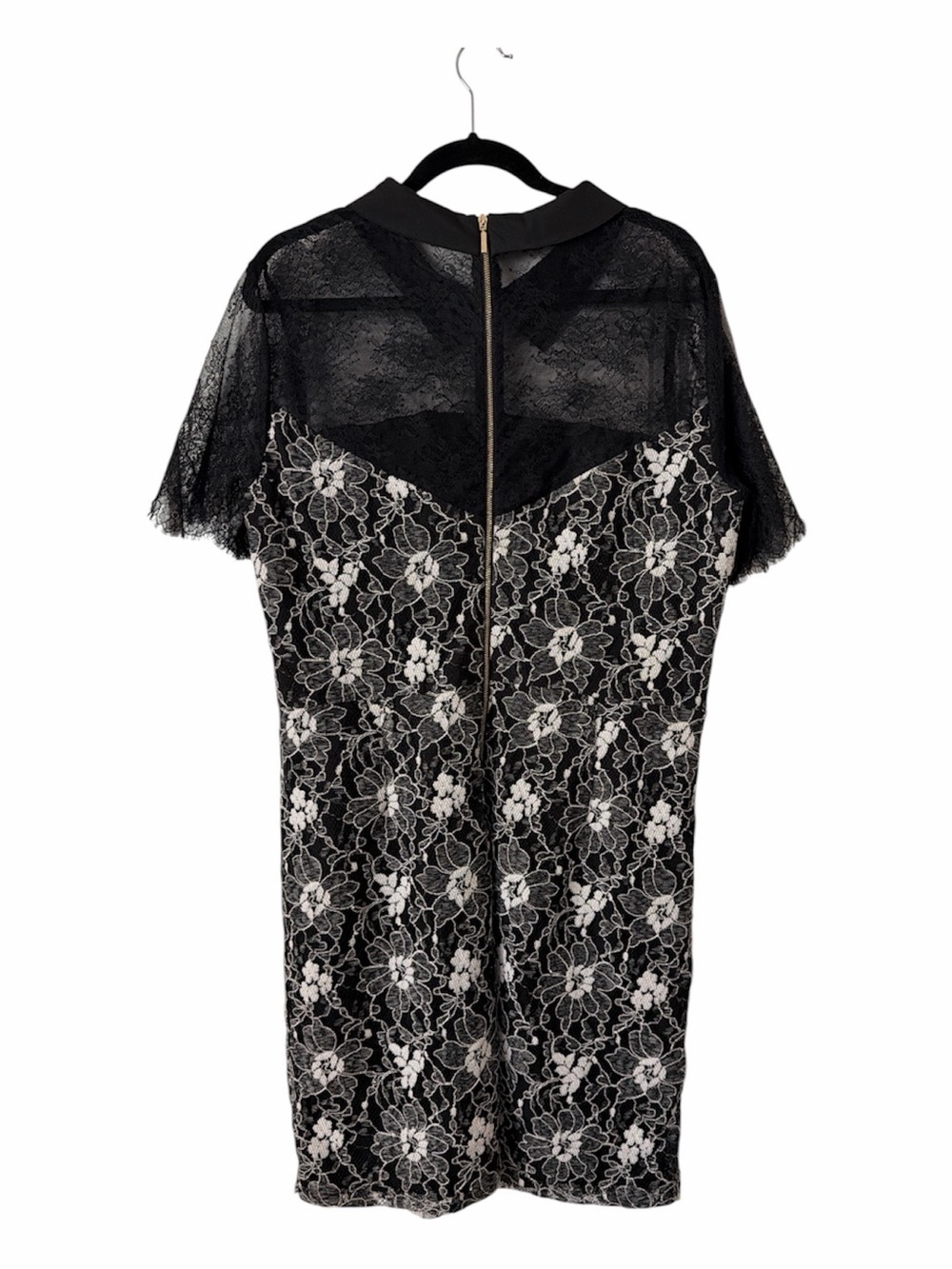 Karl Lagerfeld Paris Black Lace Dress with Peter Pan Collar size Large - Picture 2 of 5